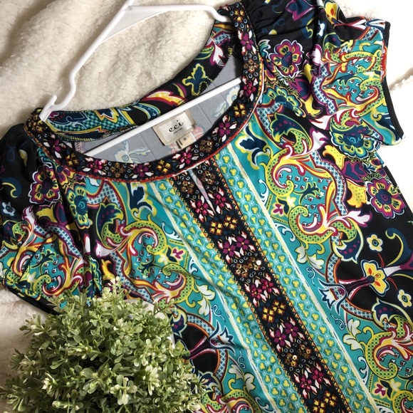 Eci Boho Patterned Dress with Beaded Detailing - Picture 1 of 8